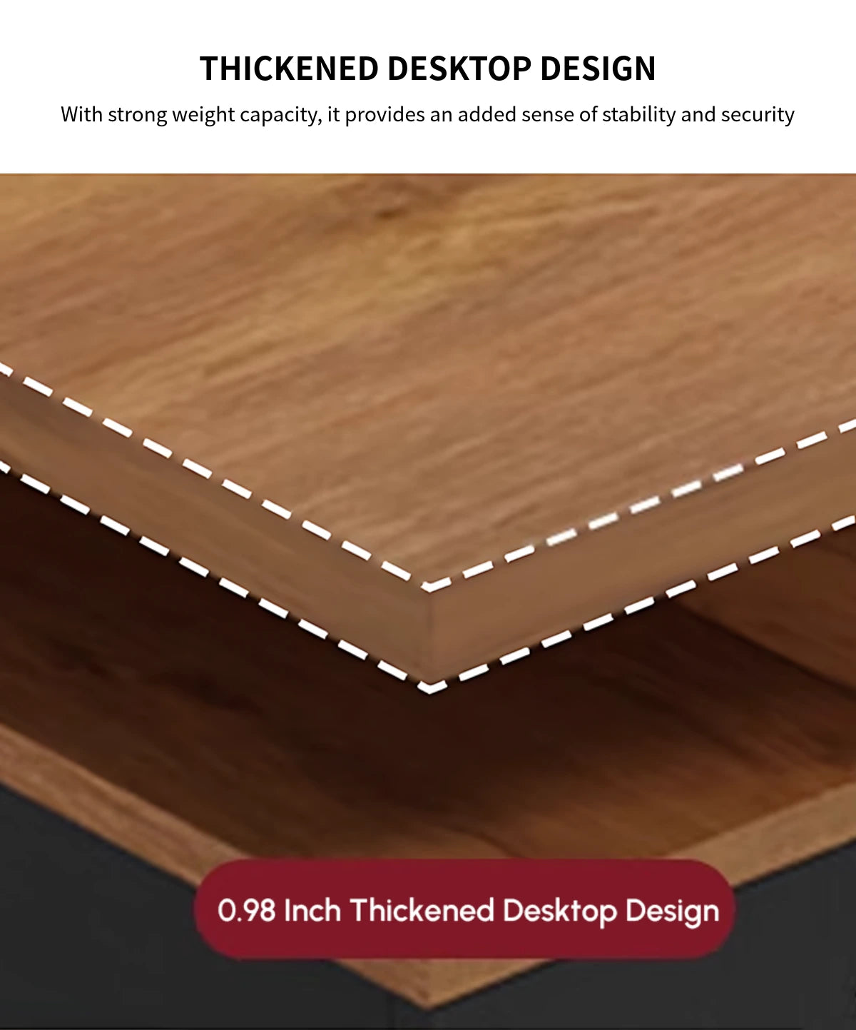 Modern Executive Desk with File Drawers, Privacy Panel & Cable Management for Home Office — Detail image 6