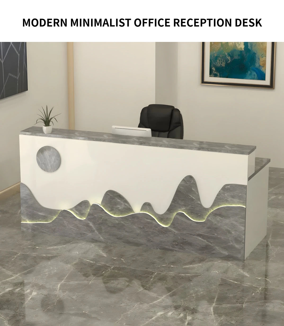 Salon Reception Desk 39-59 in Wide with Keyboard Tray, Lockable & File Drawers for Salon — Detail image 2