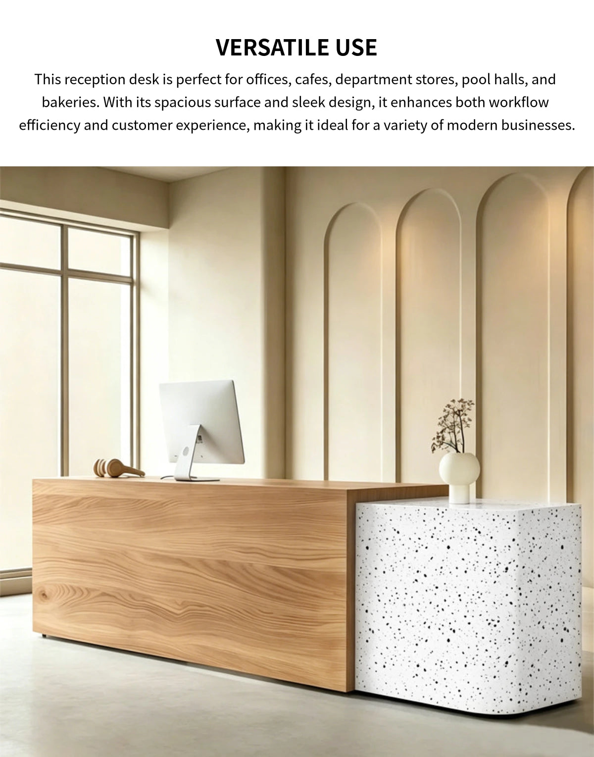 Modern Stylish Dual-tone Reception Desk with Ample Storage for Offices & Retail Spaces JDT-2357 — Detail image 6
