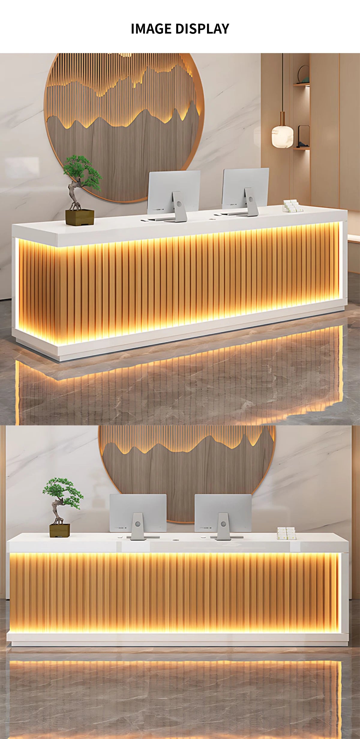 Salon Reception Desk 47-157 in Wide with LED Lighting & Lockable for Salon — Detail image 8