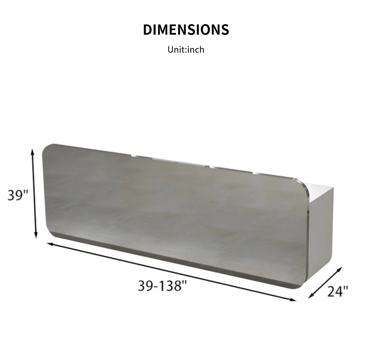 Salon Reception Desk 39-71 in Wide with Keyboard Tray, Stainless Steel & Lockable — Detail image 8