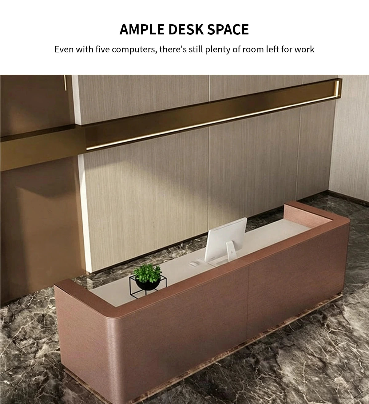 Salon Reception Desk 31-142 in Wide with Keyboard Tray, File Drawers & Lockable for Salon — Detail image 4