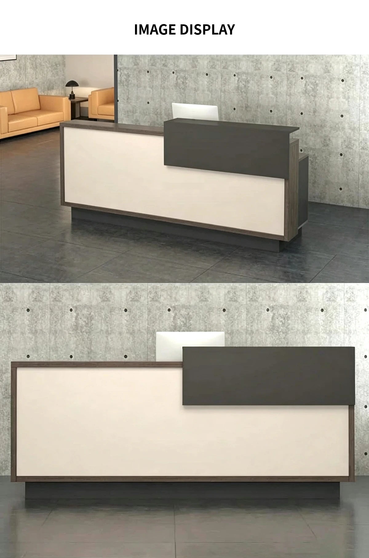 Rectangular Reception Desk with Lumbar Support & Transaction Counter for Office Lobby — Detail image 7