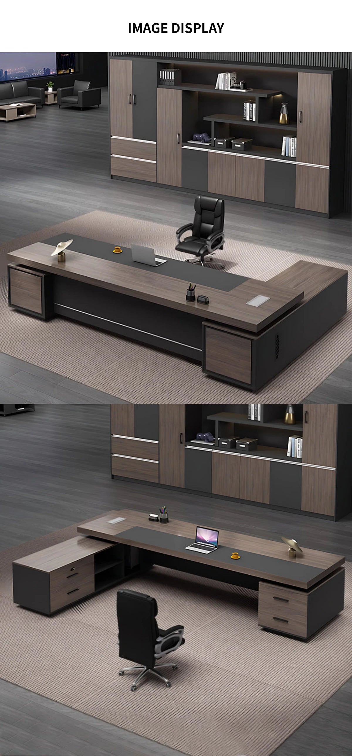 Modern Executive Desk 21-126 in Wide with Cable Management & Lockable for Home Office — Detail image 8
