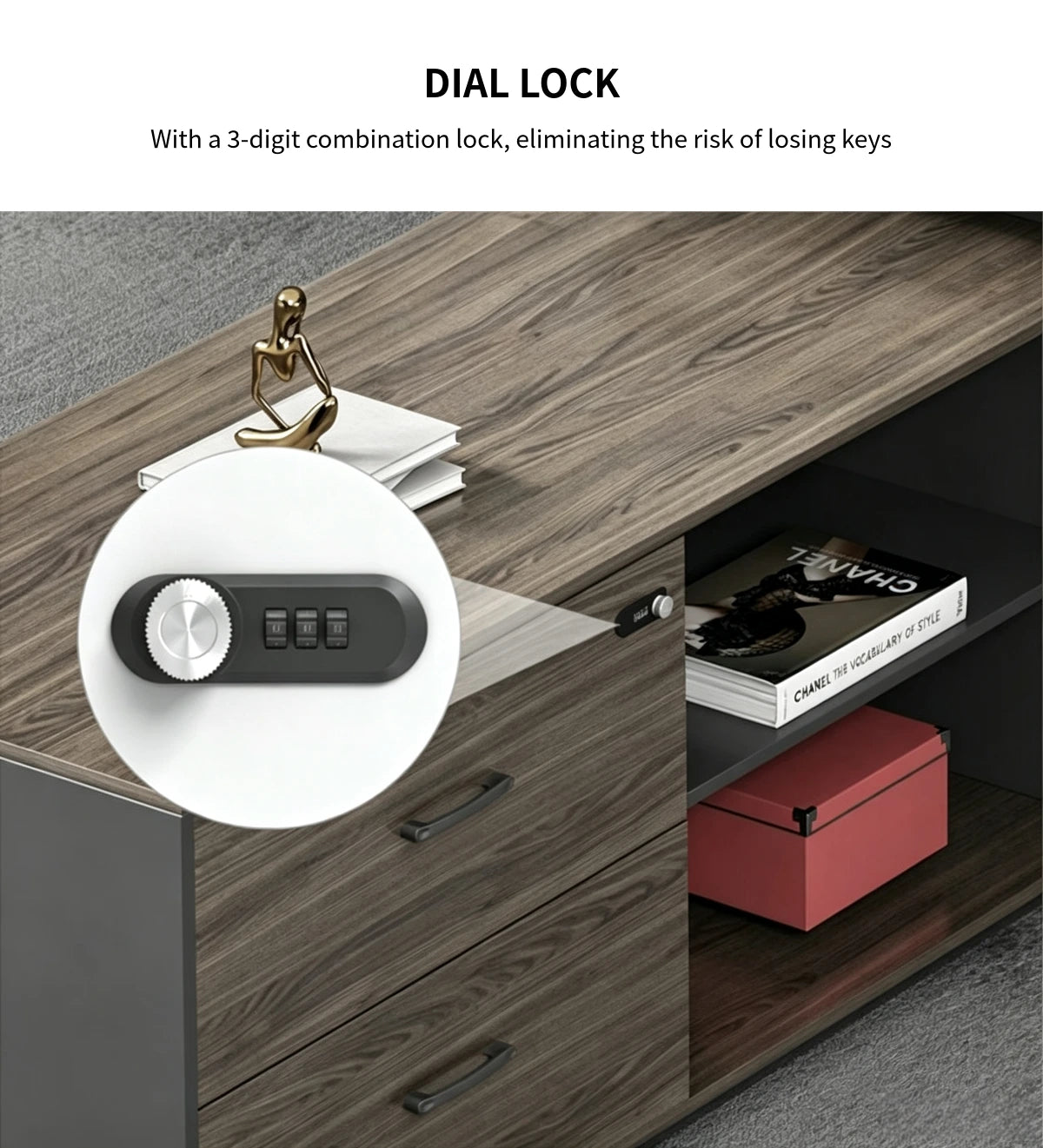 Modern Executive Desk 63-126 in Wide with Lockable & Lumbar Support for Home Office — Detail image 6