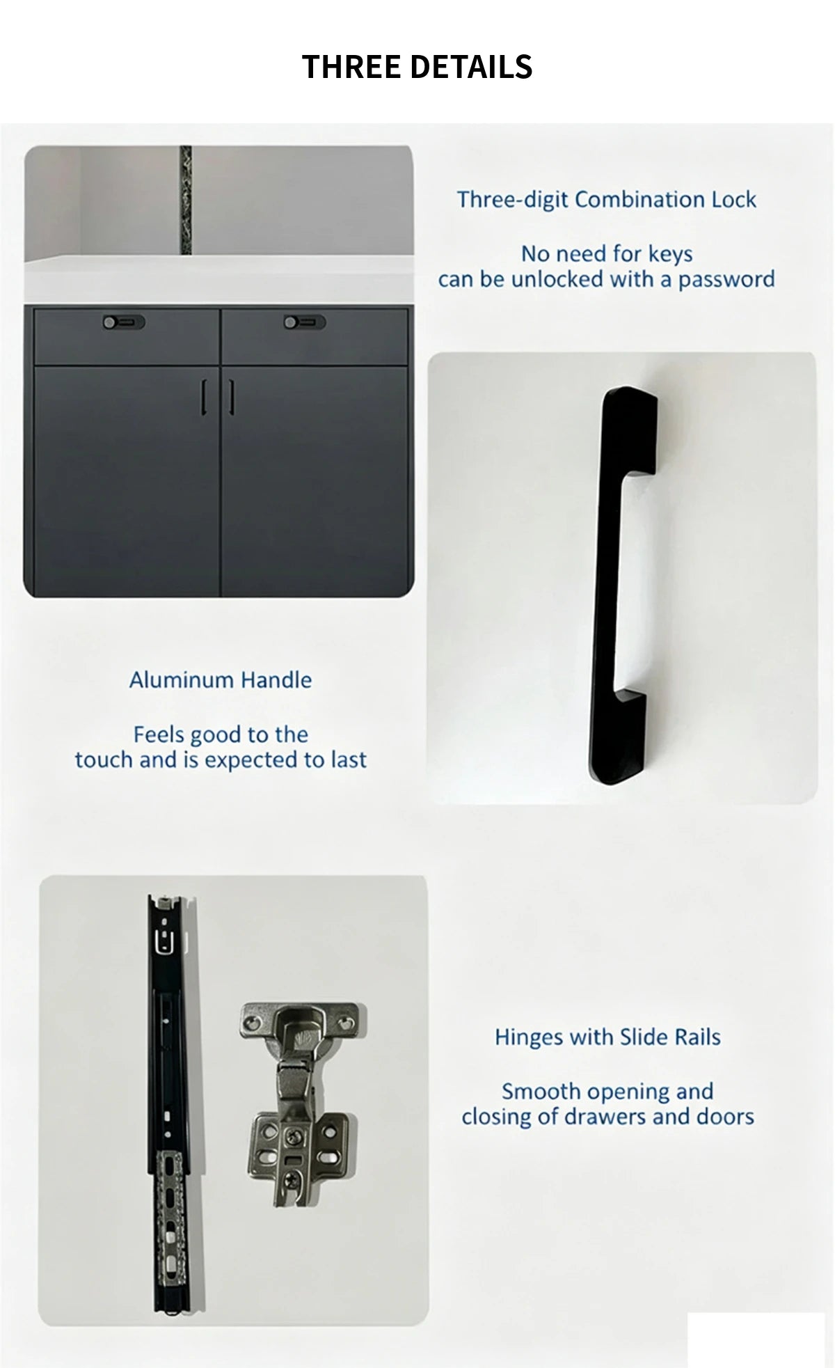 Salon Reception Desk 63-157 in Wide with Lockable, Fluted Front & LED Lighting for Salon — Detail image 4