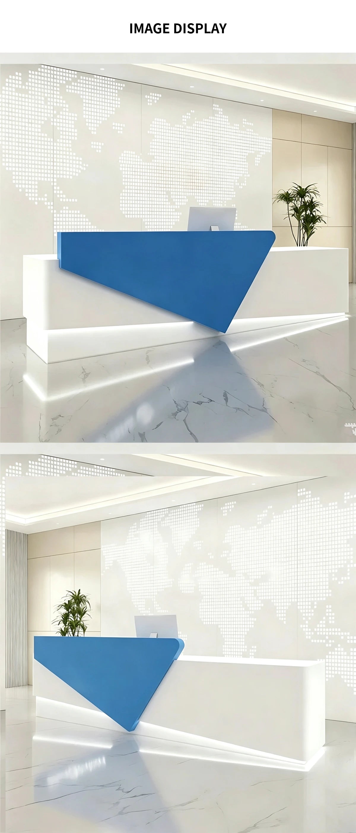 Modern Reception Desk with Dual-Tone, File Drawers & LED Lighting for Hotel Lobby — Detail image 6