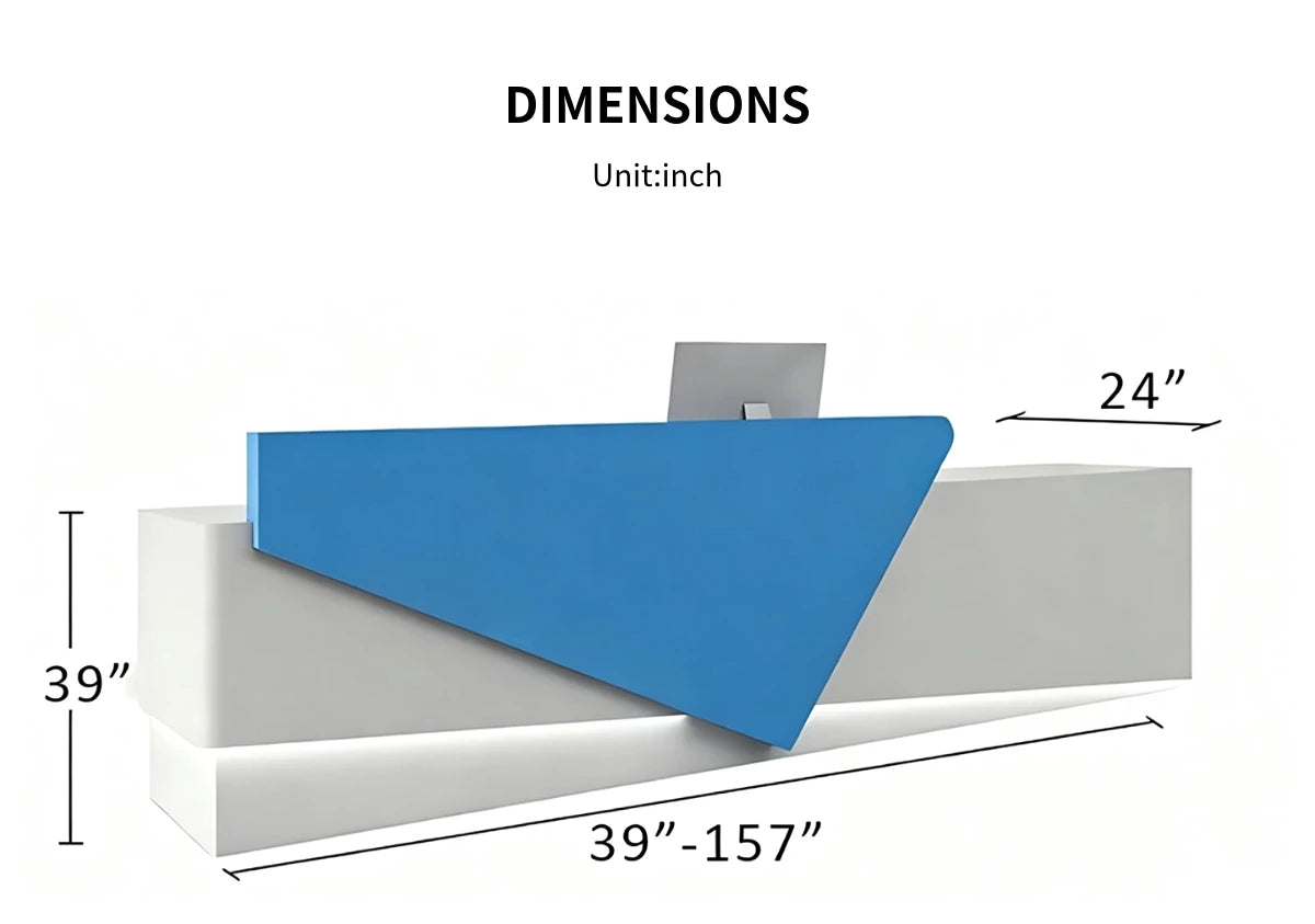 Modern Reception Desk with Dual-Tone, File Drawers & LED Lighting for Hotel Lobby — Detail image 8