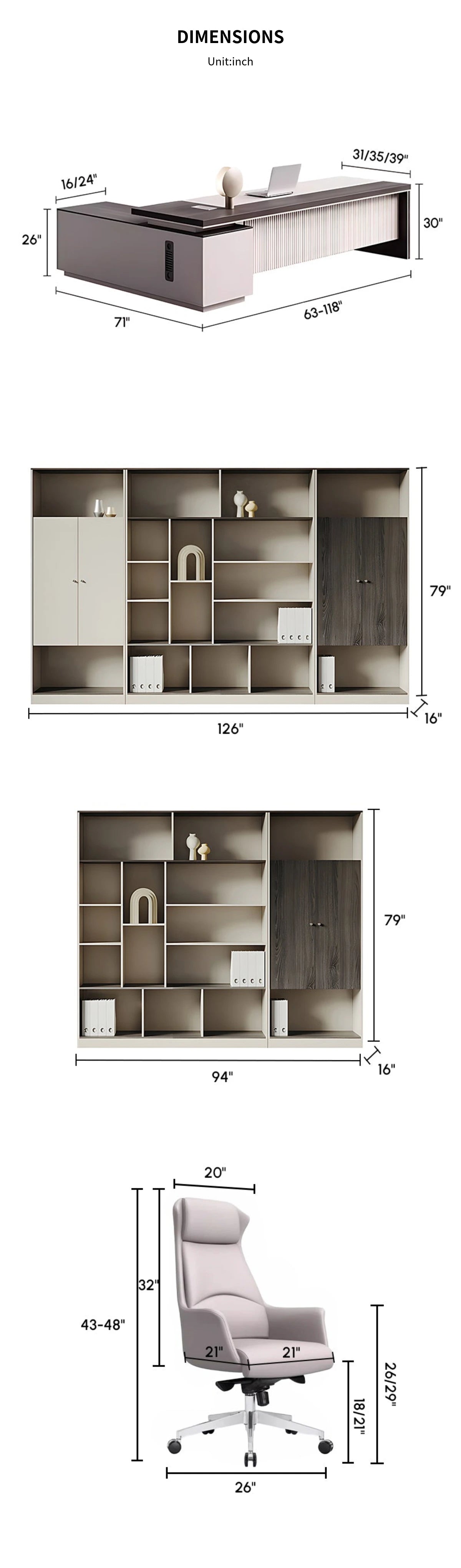 Modern Executive Desk with Solid Wood, Cable Management & Side Storage for Home Office — Detail image 11
