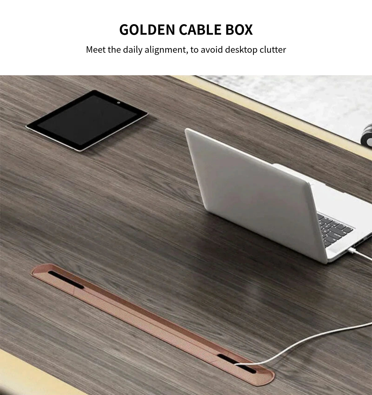 Modern Executive Desk with Cable Management, LED Lighting & Lockable for Home Office — Detail image 4