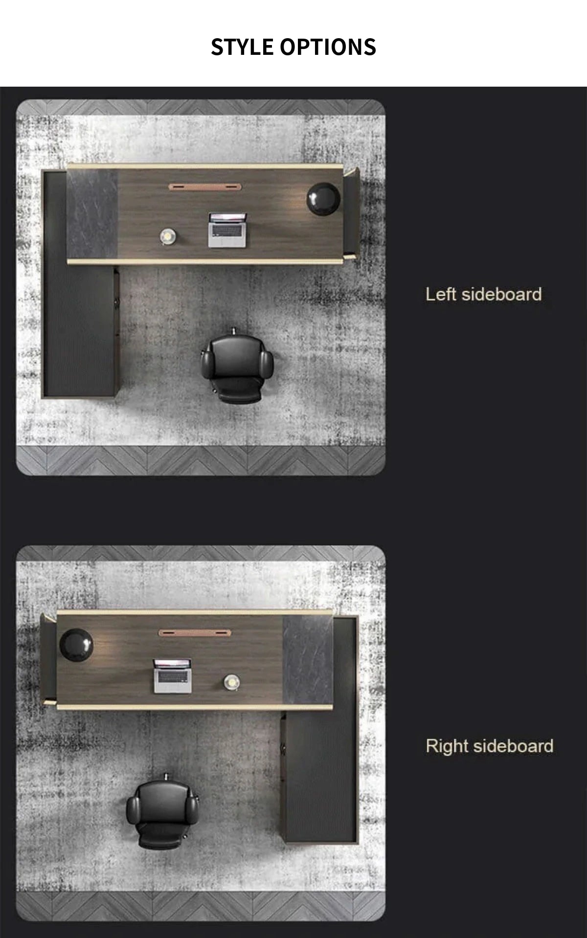 Modern Executive Desk with Cable Management, LED Lighting & Lockable for Home Office — Detail image 8