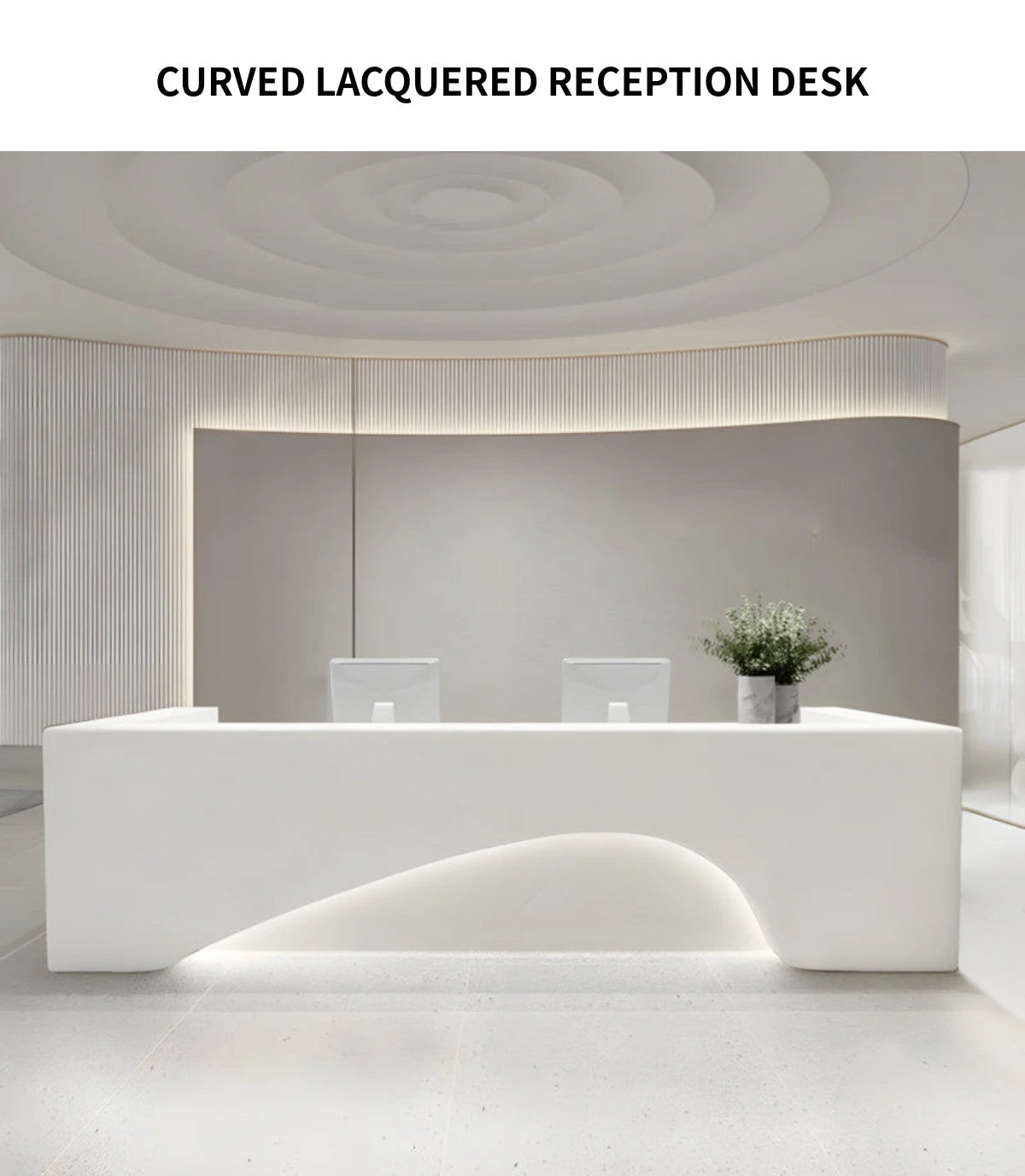 Curved Reception Desk 71-134 in Wide with Keyboard Tray, Lockable & File Drawers for Salon — Detail image 2