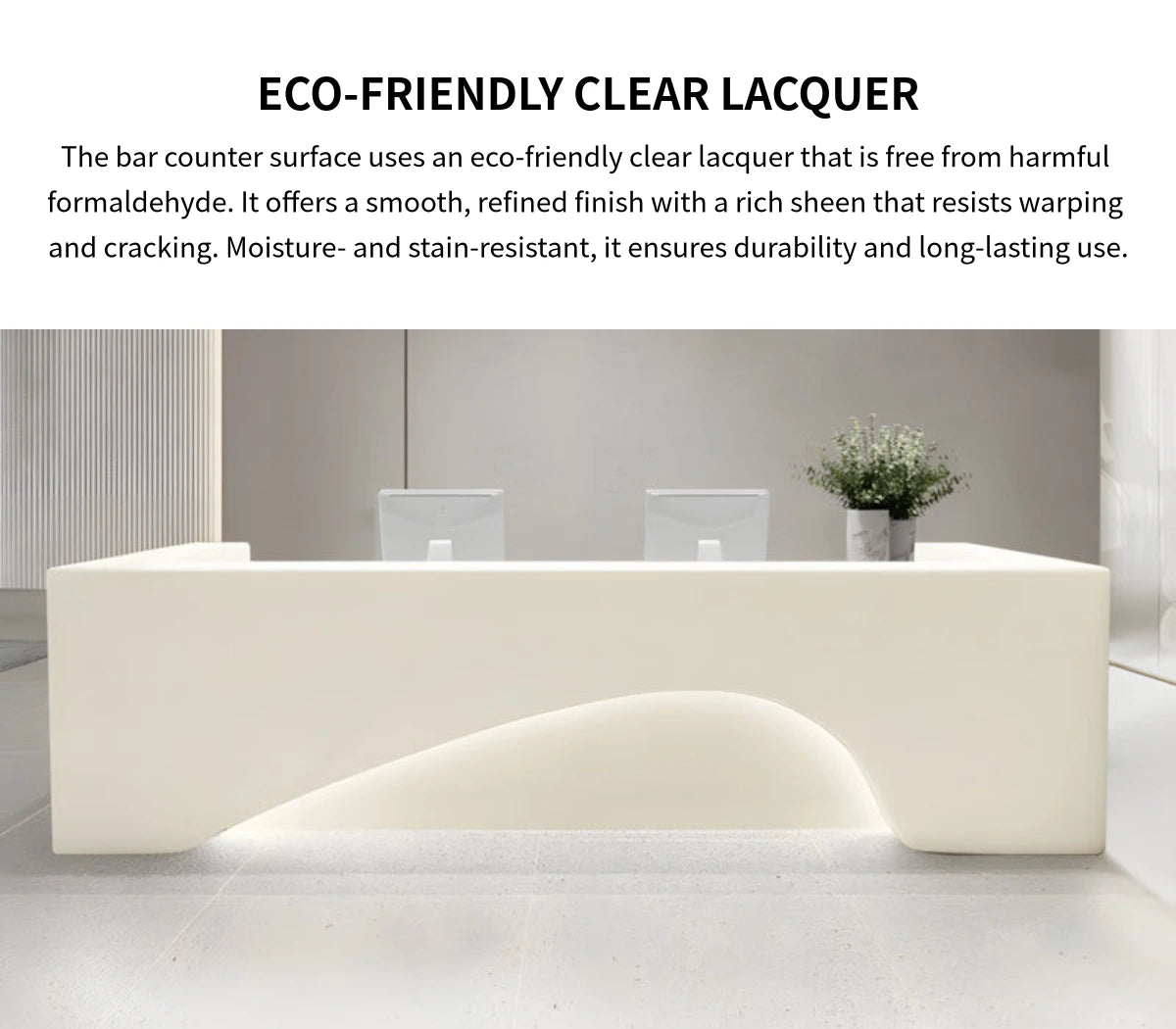Curved Reception Desk 71-134 in Wide with Keyboard Tray, Lockable & File Drawers for Salon — Detail image 6