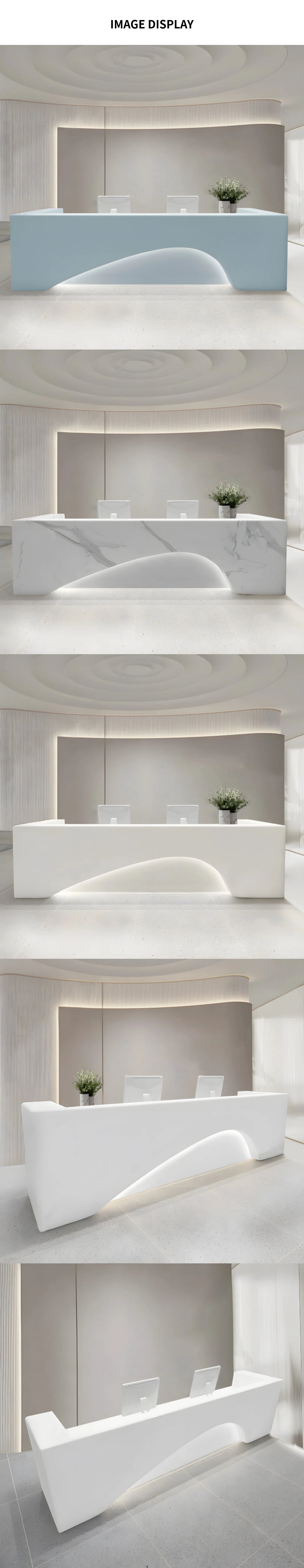Curved Reception Desk 71-134 in Wide with Keyboard Tray, Lockable & File Drawers for Salon — Detail image 9