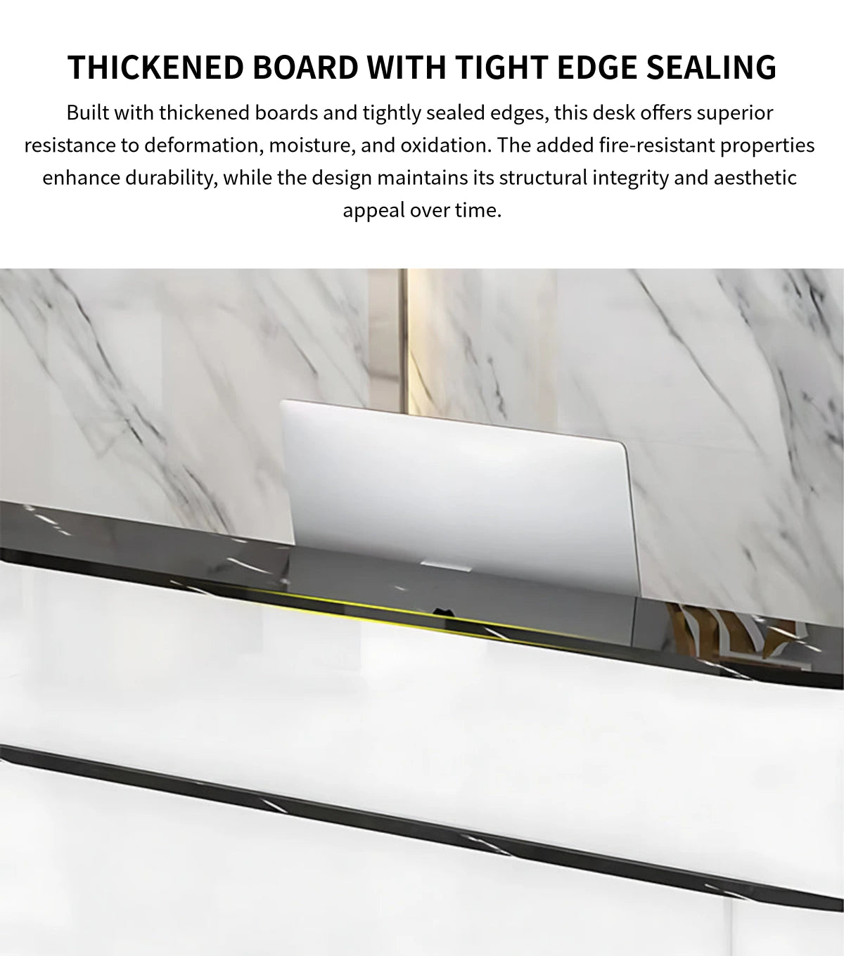 Salon Reception Desk 39-157 in Wide with Keyboard Tray, Lockable & File Drawers for Salon — Detail image 2
