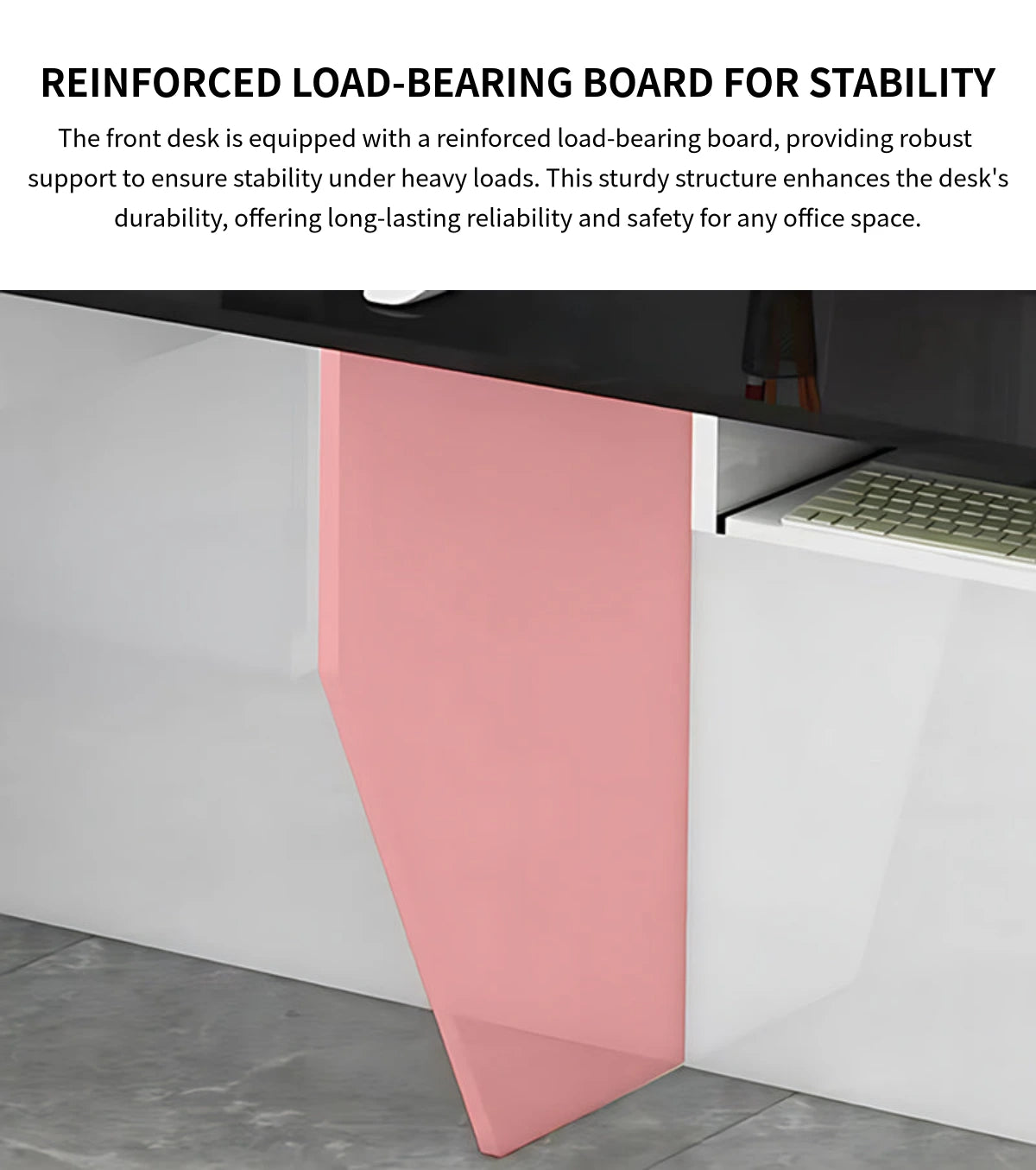 Salon Reception Desk 39-157 in Wide with Keyboard Tray, Lockable & File Drawers for Salon — Detail image 4