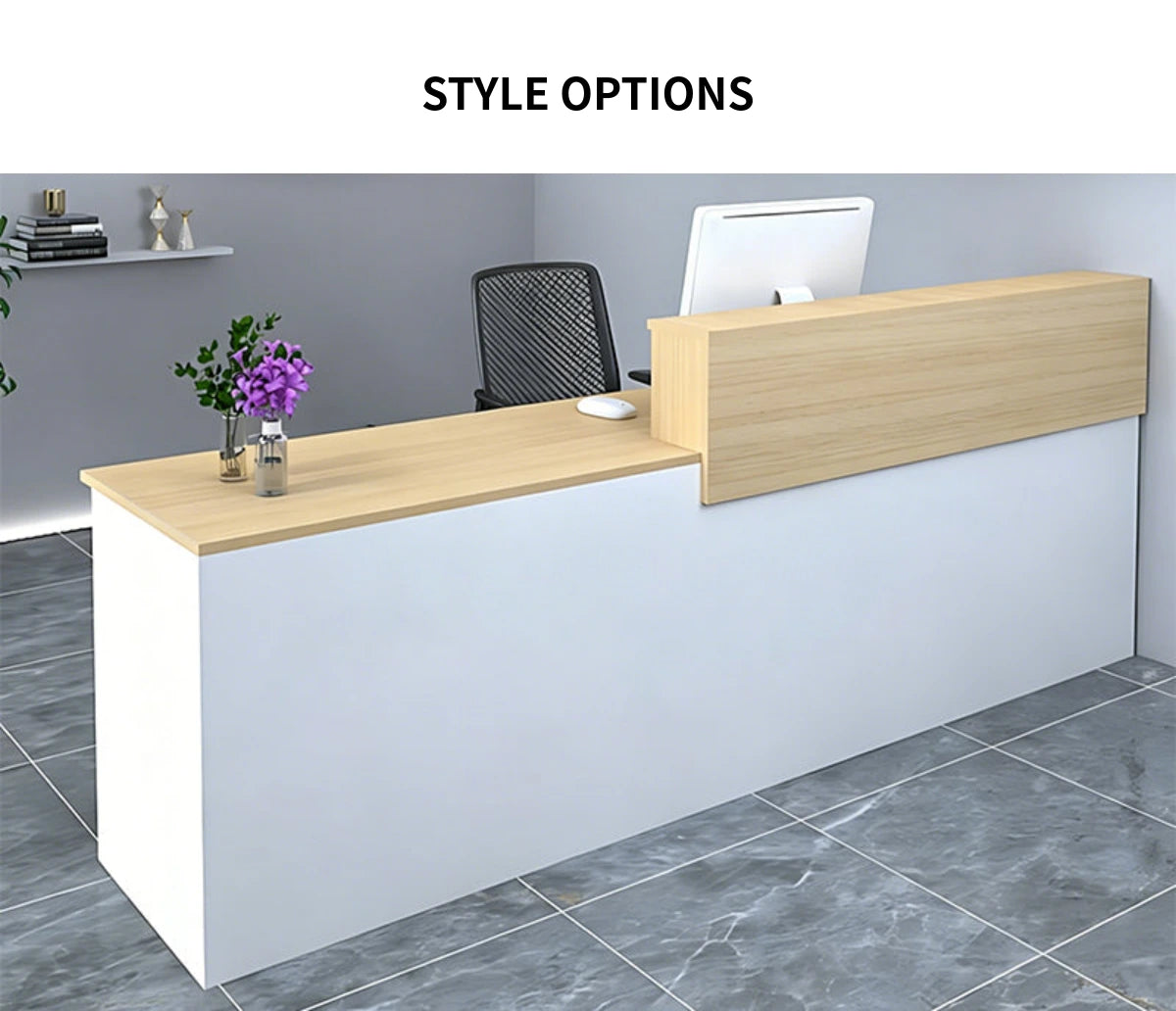 Salon Reception Desk 39-157 in Wide with Keyboard Tray, Lockable & File Drawers for Salon — Detail image 9