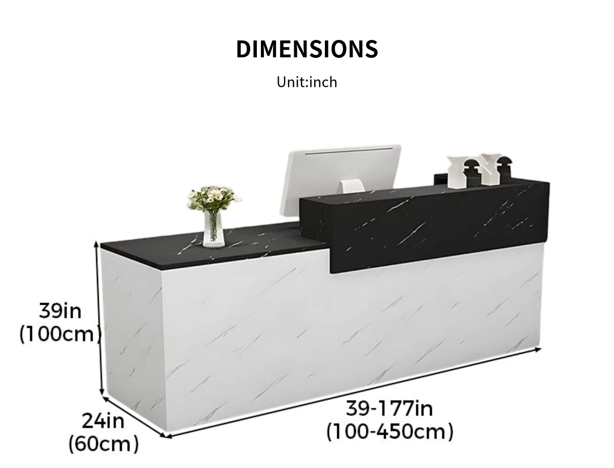 Salon Reception Desk 39-157 in Wide with Keyboard Tray, Lockable & File Drawers for Salon — Detail image 11