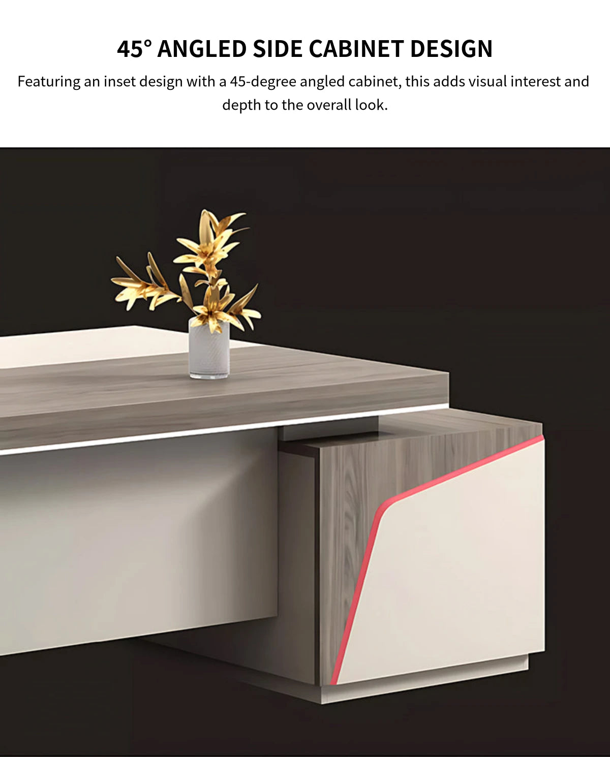 Modern Executive Desk with File Drawers, Side Storage & Lockable for Home Office — Detail image 6