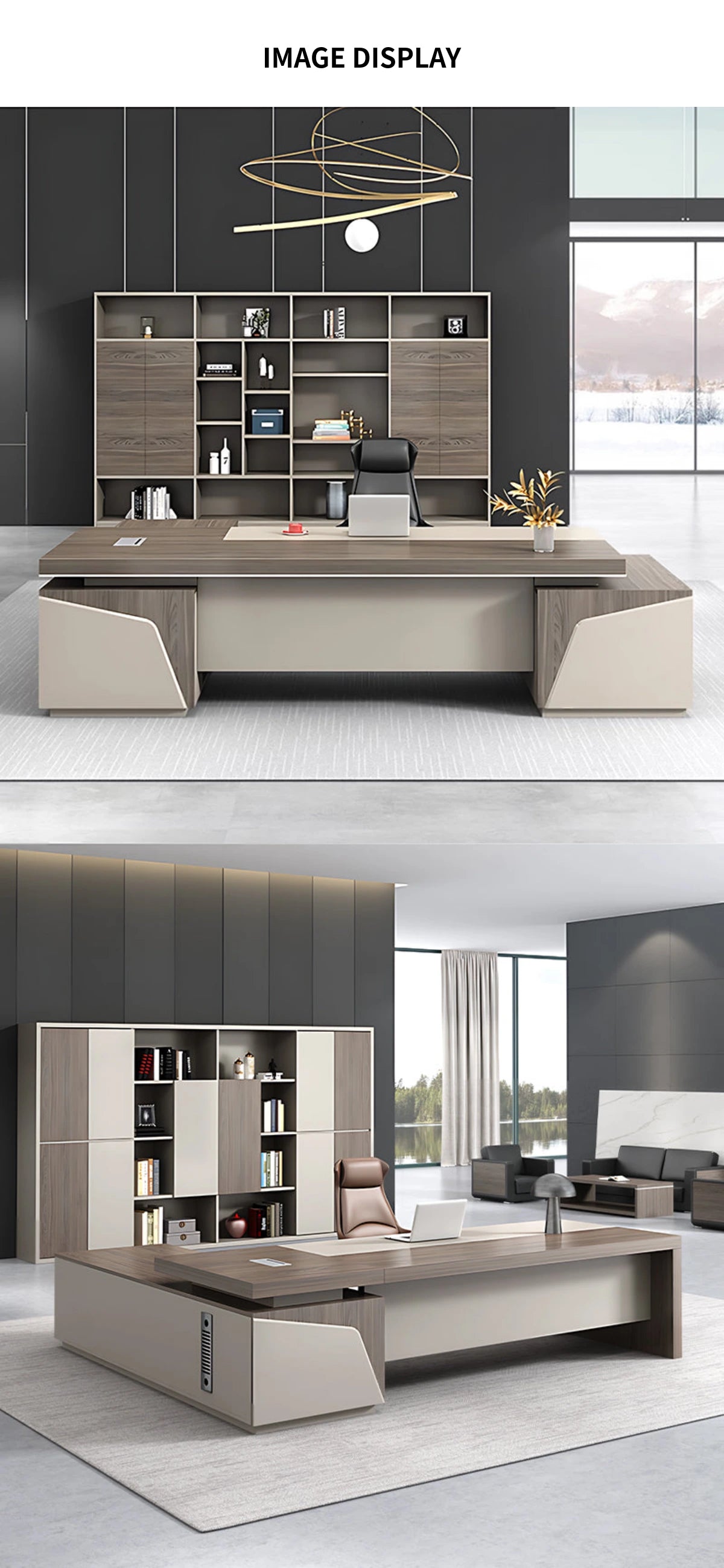 Modern Executive Desk with File Drawers, Side Storage & Lockable for Home Office — Detail image 10