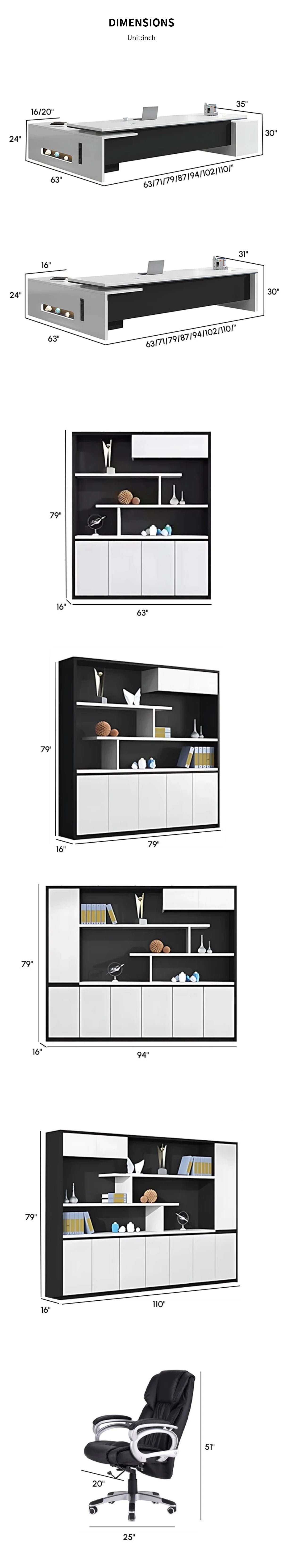 Customizable Luxury Durable Boss Desk And Chair Set — Detail image 10