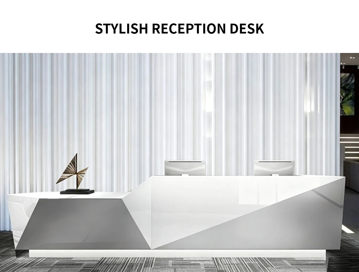 Modern Reception Desk with File Drawers, LED Lighting & Lumbar Support for Office Lobby — Detail image 1