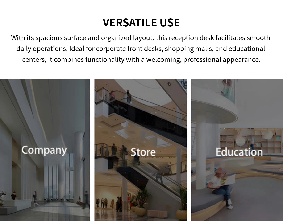 Curved Reception Desk with Dual-Tone, Keyboard Tray & Lockable for Office Lobby — Detail image 5