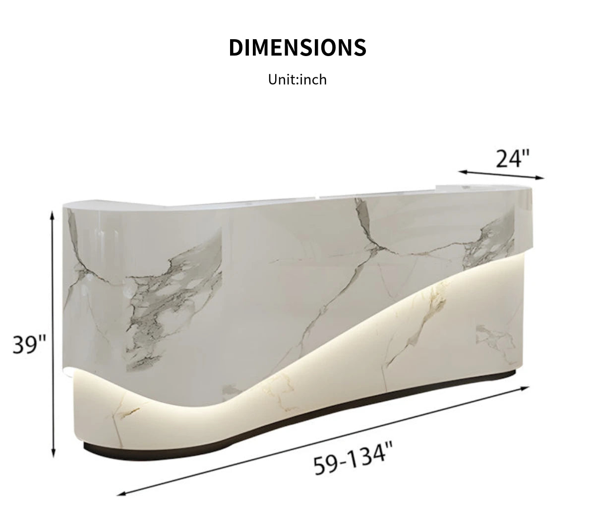 Curved Reception Desk with Dual-Tone, Keyboard Tray & Lockable for Office Lobby — Detail image 9
