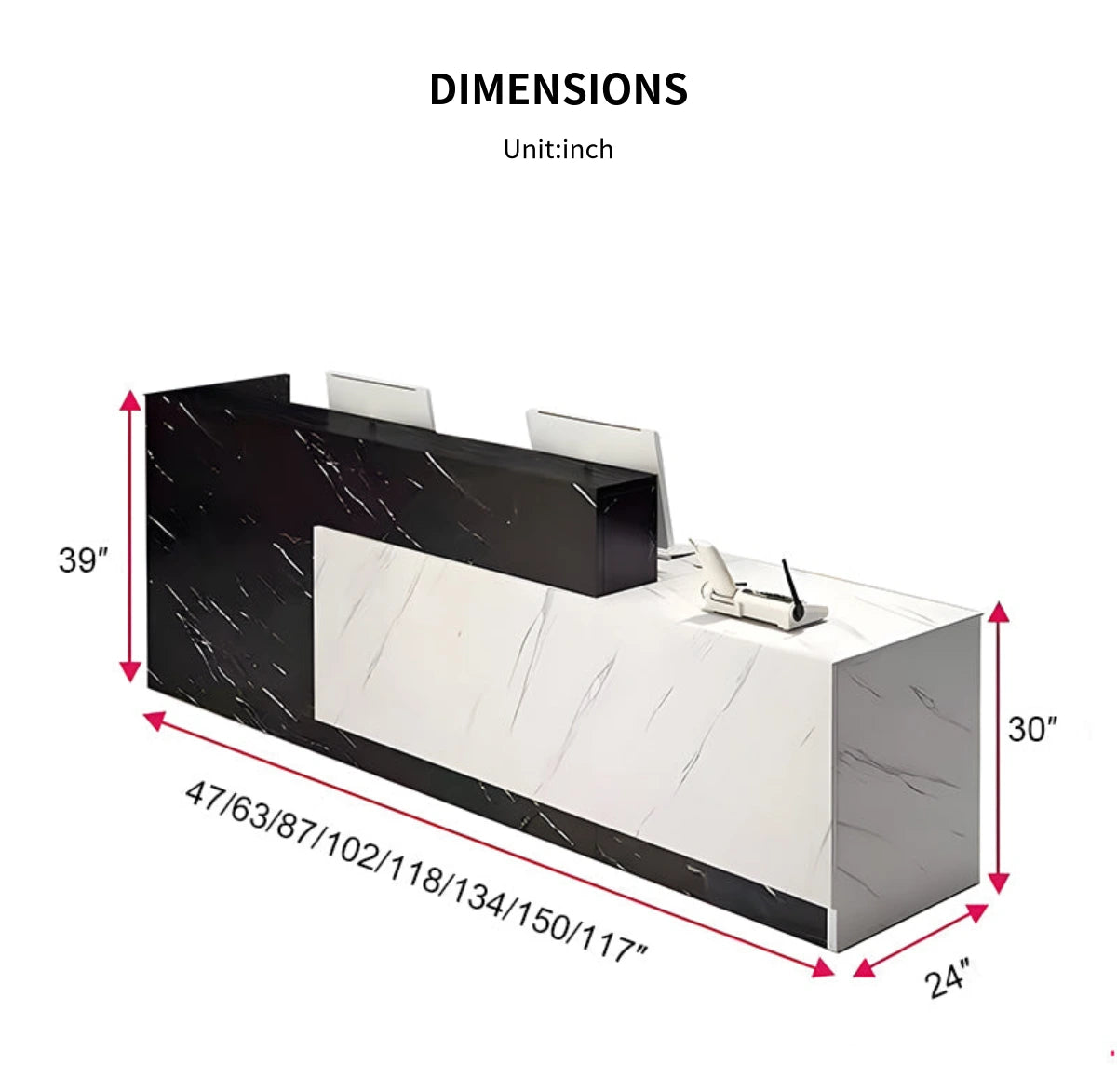 Salon Reception Desk 47-177 in Wide with Dual-Tone, Keyboard Tray & Lockable for Salon — Detail image 11