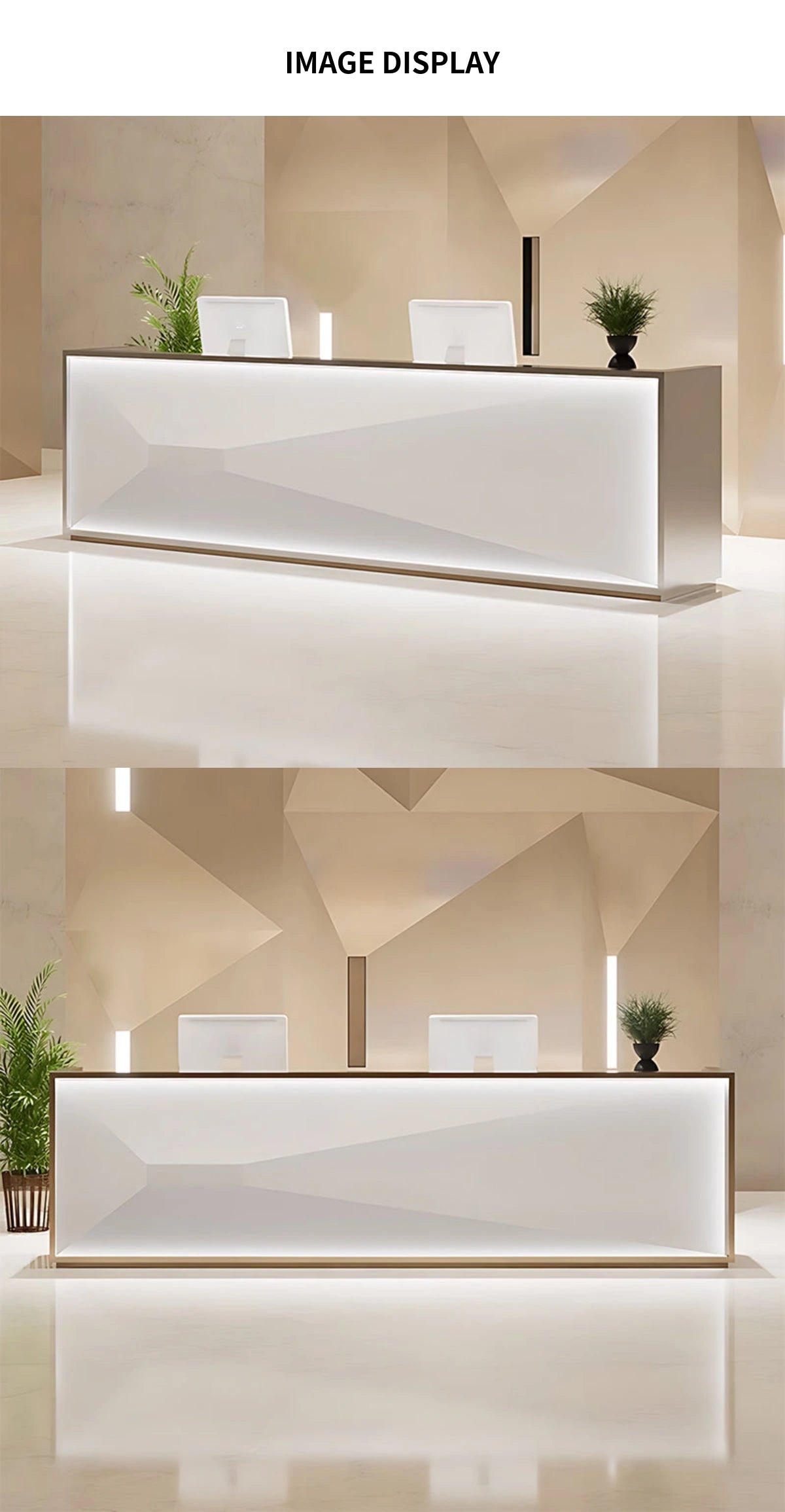 Salon Reception Desk 59-157 in Wide with Stainless Steel, File Drawers & Keyboard Tray — Detail image 9