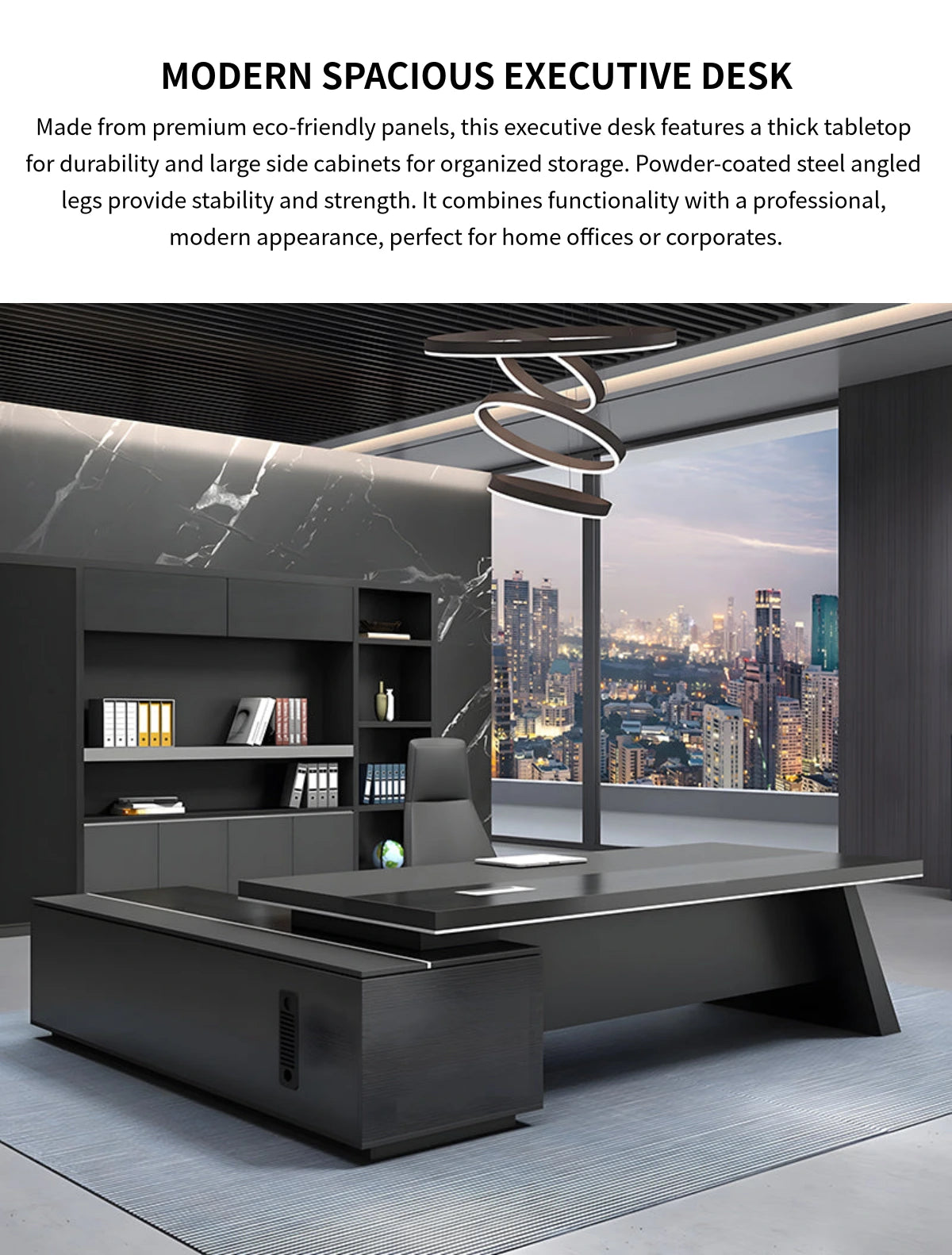 L-Shaped Executive Desk 71-126 in Wide with Side Storage for Home Offi — Detail image 1