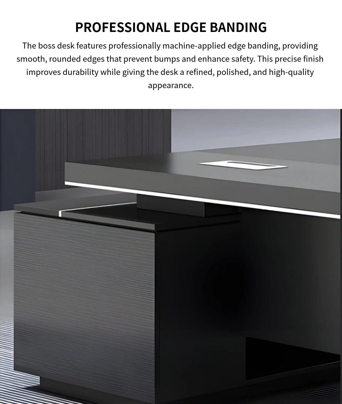 L-Shaped Executive Desk 71-126 in Wide with Side Storage for Home Offi — Detail image 5