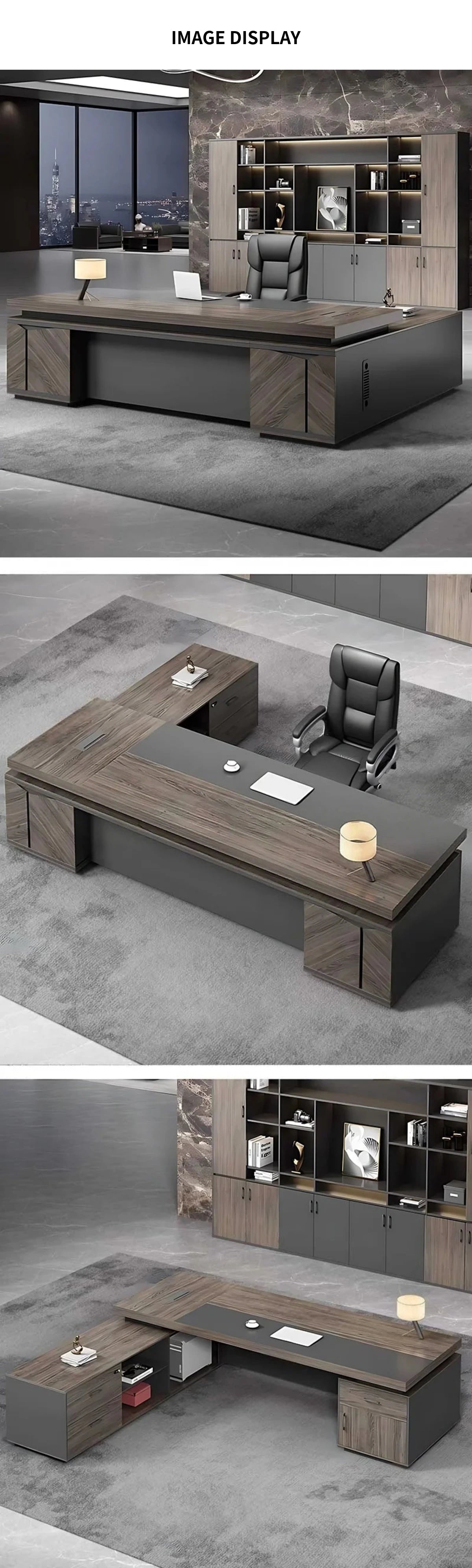 L-Shaped Executive Desk 63-126 in Wide with Lockable for Home Office — Detail image 9