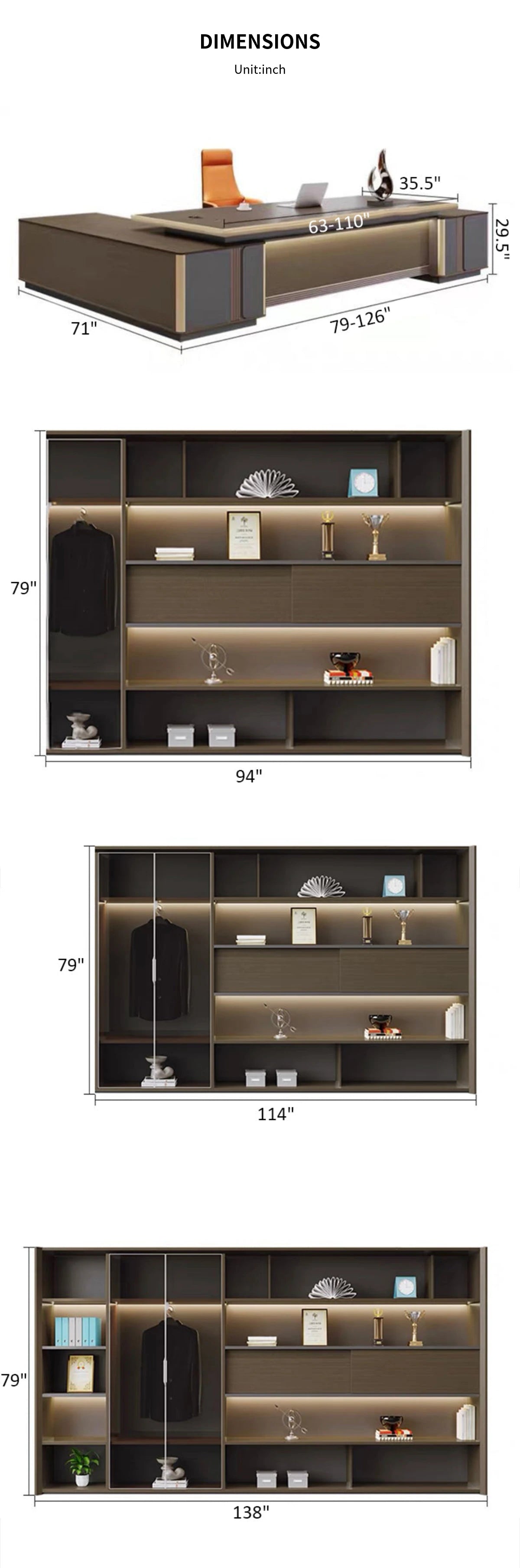 L-Shaped Executive Desk with File Drawers, Built-In Outlets & Cable Management — Detail image 14
