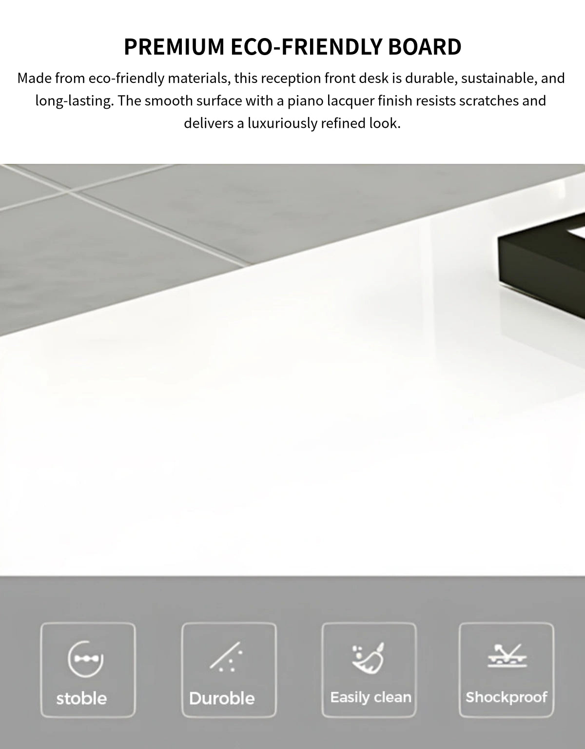 L-Shaped Reception Desk 79-142 in Wide with Keyboard Tray, Lockable & File Drawers — Detail image 2
