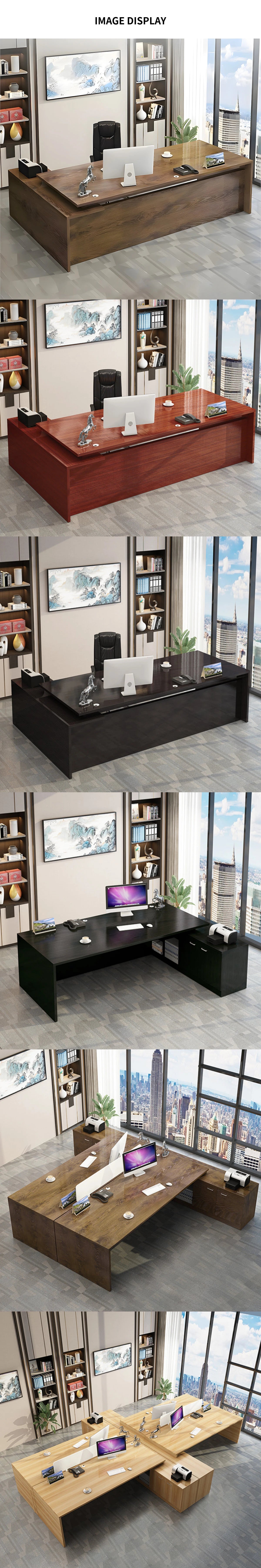Modern Executive Desk with Solid Wood, Round & Cable Management for Home Office — Detail image 8