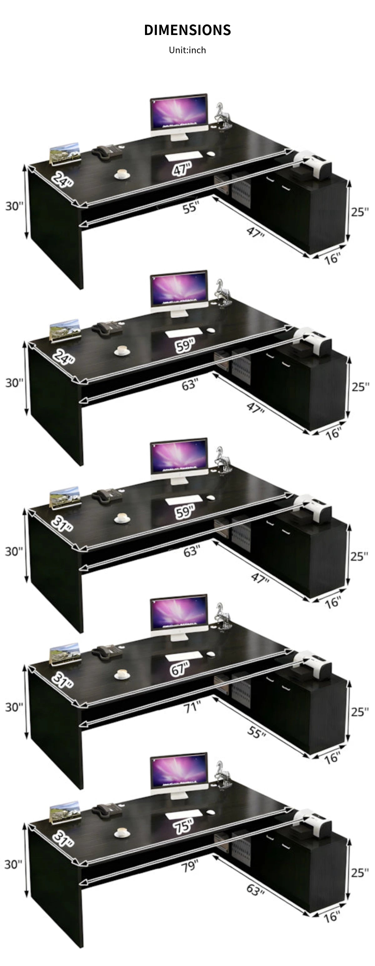 Modern Executive Desk with Solid Wood, Round & Cable Management for Home Office — Detail image 11