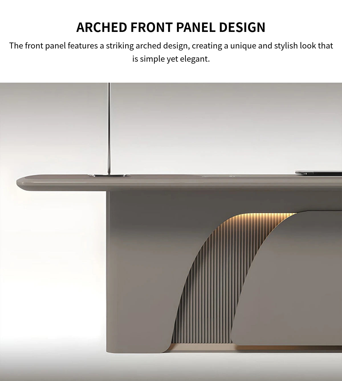 Modern Executive Desk with Genuine Leather, Lockable & Curved for Home Office — Detail image 7
