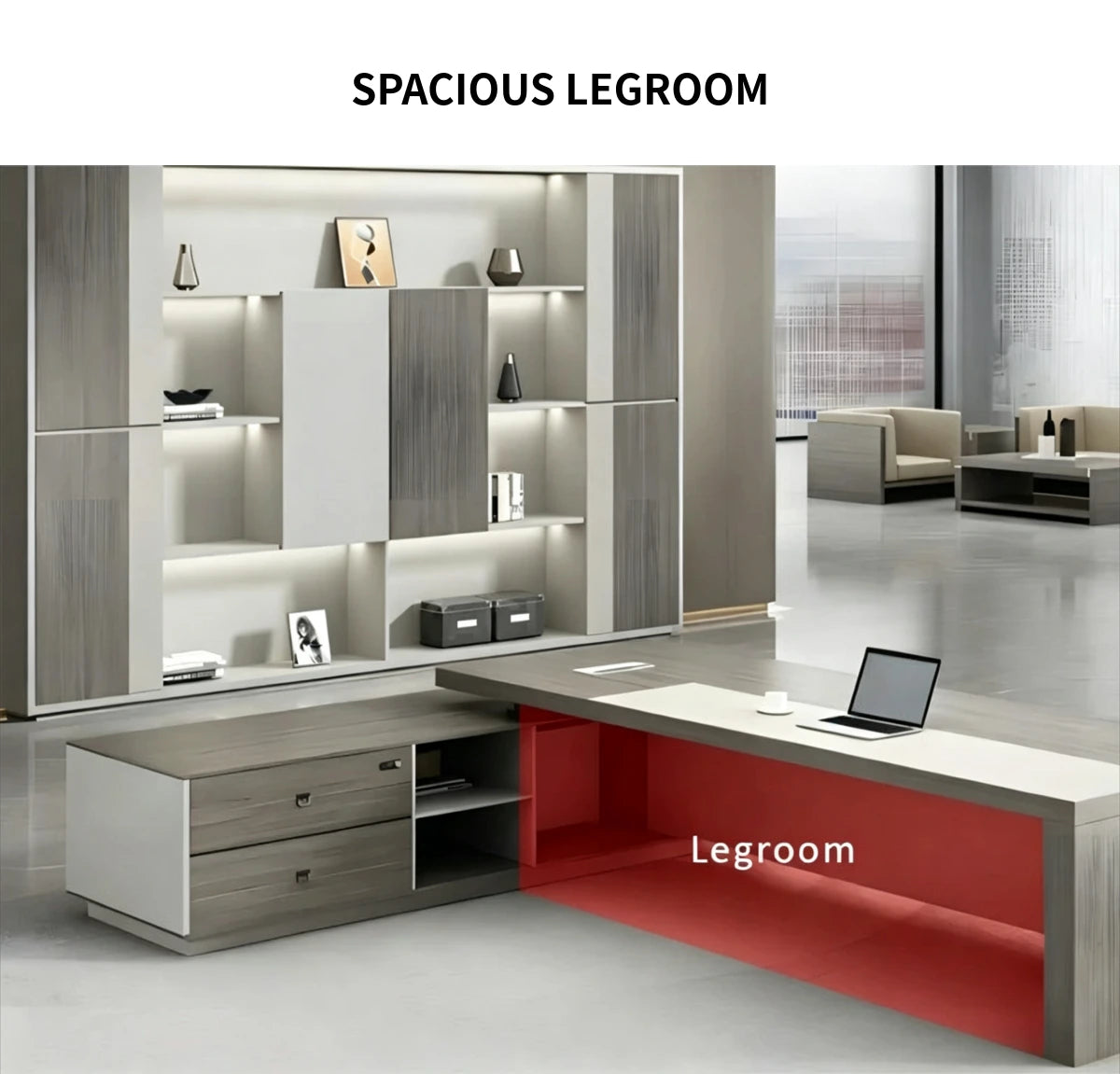 Modern Executive Desk 71-126 in Wide with Side Storage & Lockable for Home Office — Detail image 7