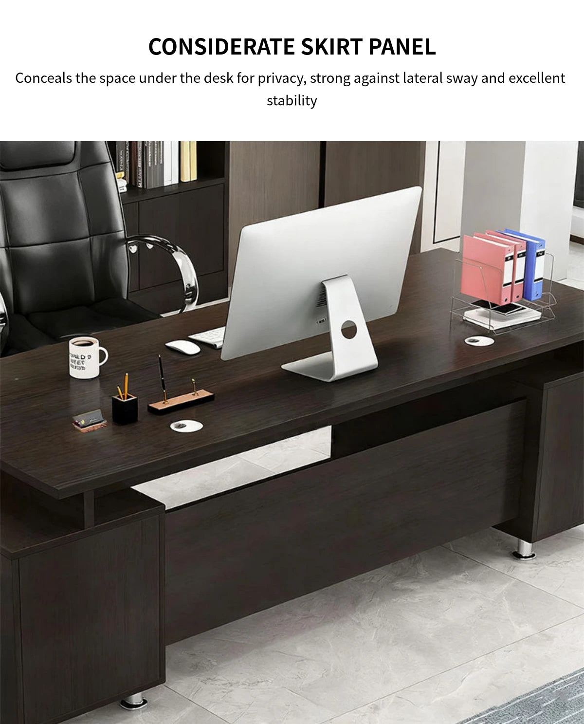 Modern Executive Desk with Side Storage & Lumbar Support for Home Office — Detail image 6
