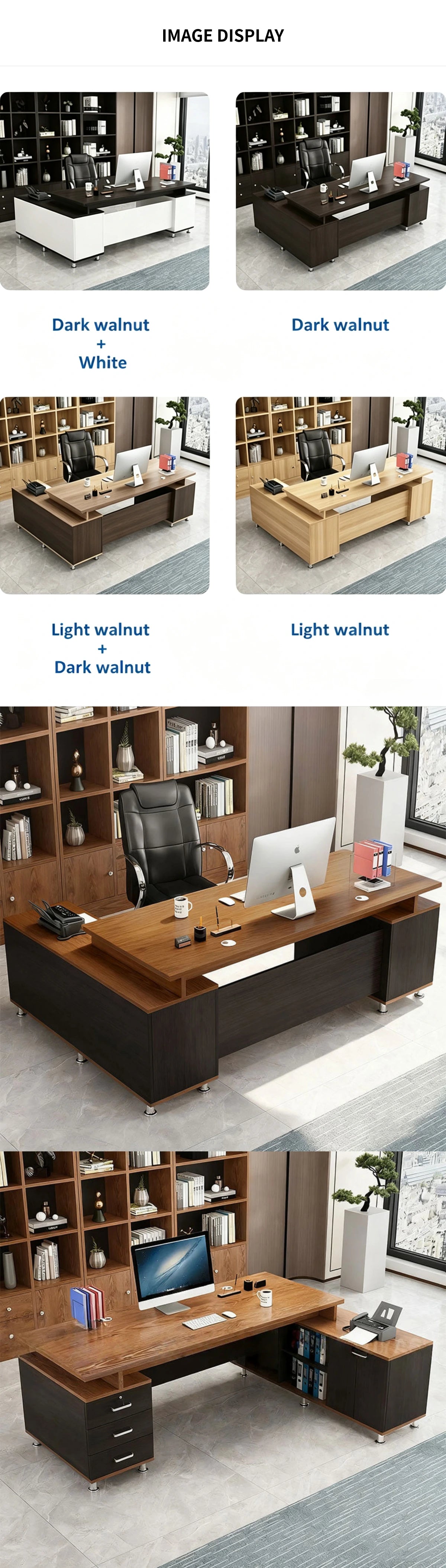Modern Executive Desk with Side Storage & Lumbar Support for Home Office — Detail image 7
