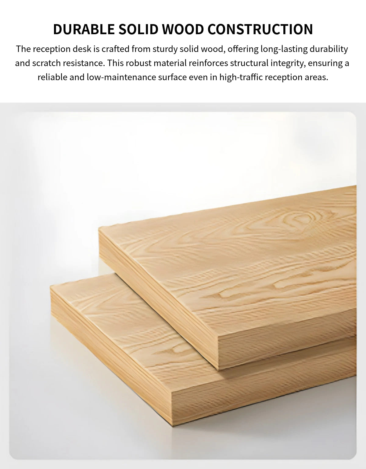 Modern Reception Desk with Dual-Tone, Solid Wood & File Drawers for Office Lobby — Detail image 2