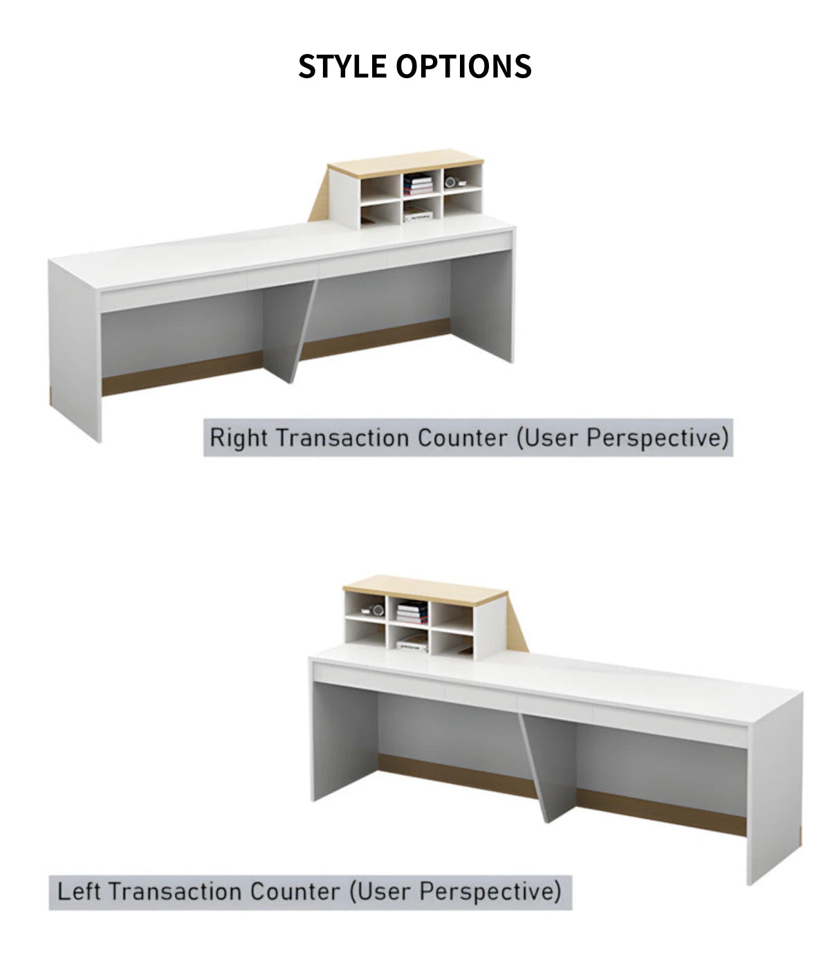 Modern Reception Desk with Dual-Tone, Solid Wood & File Drawers for Office Lobby — Detail image 9