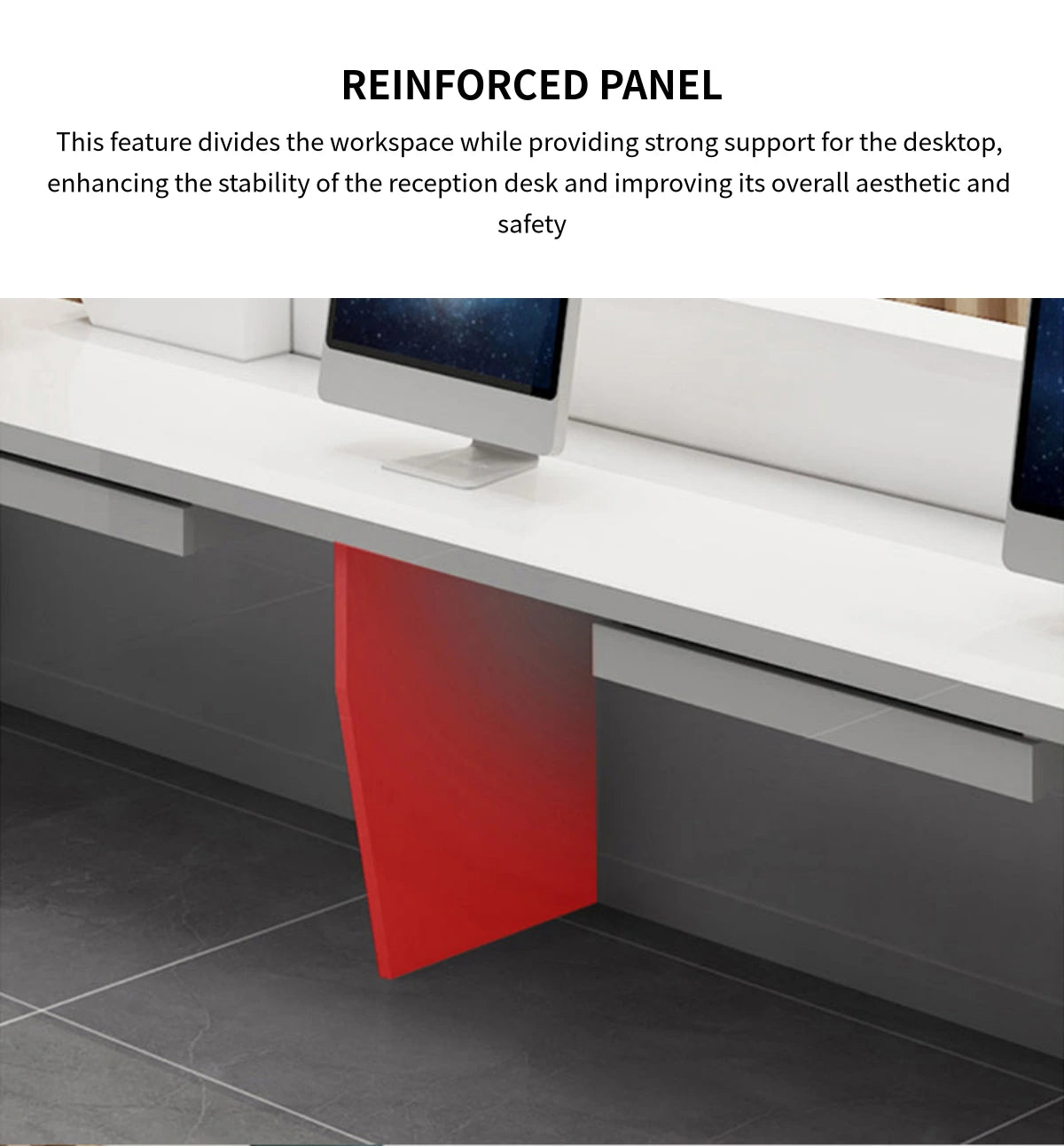 Curved Reception Desk 63-197 in Wide with Lockable, File Drawers & Lumbar Support — Detail image 7
