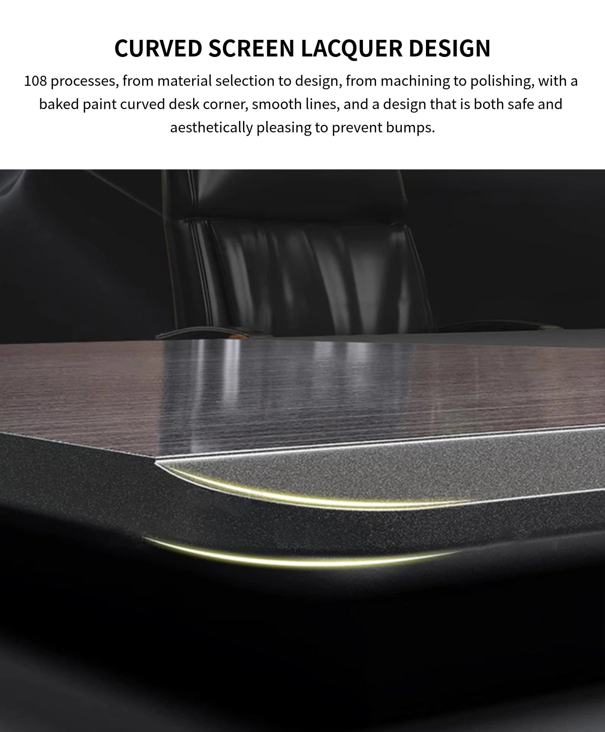 Modern Executive Desk with Curved, Cable Management & Lockable for Home Office — Detail image 3