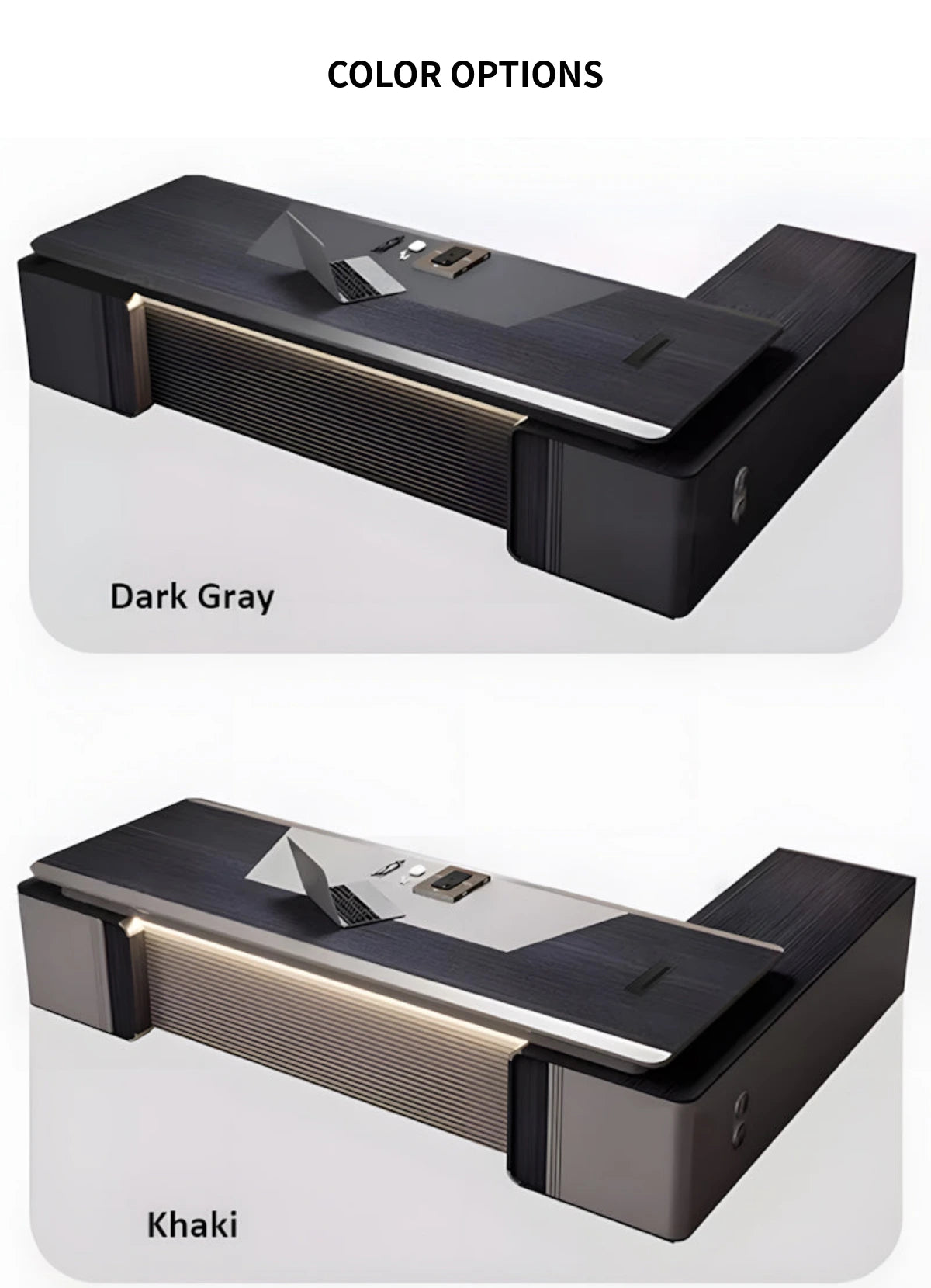 Modern Executive Desk with Curved, Cable Management & Lockable for Home Office — Detail image 12