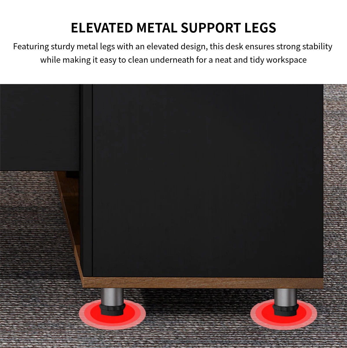 Modern Executive Desk with Round, Cable Management & Side Storage for Home Office — Detail image 7