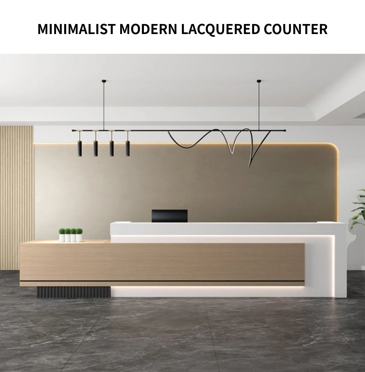 Salon Reception Desk 47-142 in Wide with Lockable, File Drawers & Transaction Counter — Detail image 1