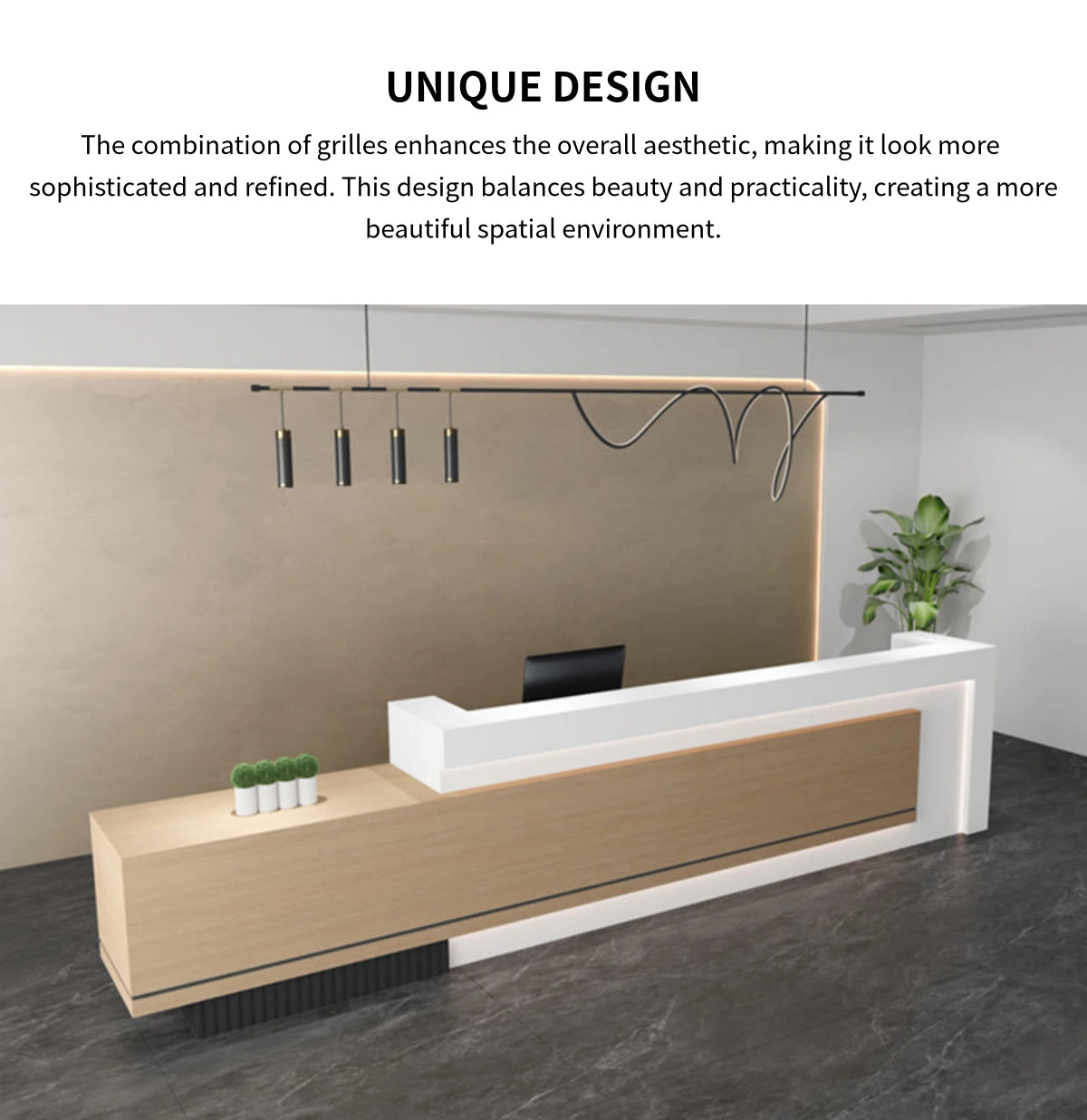 Salon Reception Desk 47-142 in Wide with Lockable, File Drawers & Transaction Counter — Detail image 3