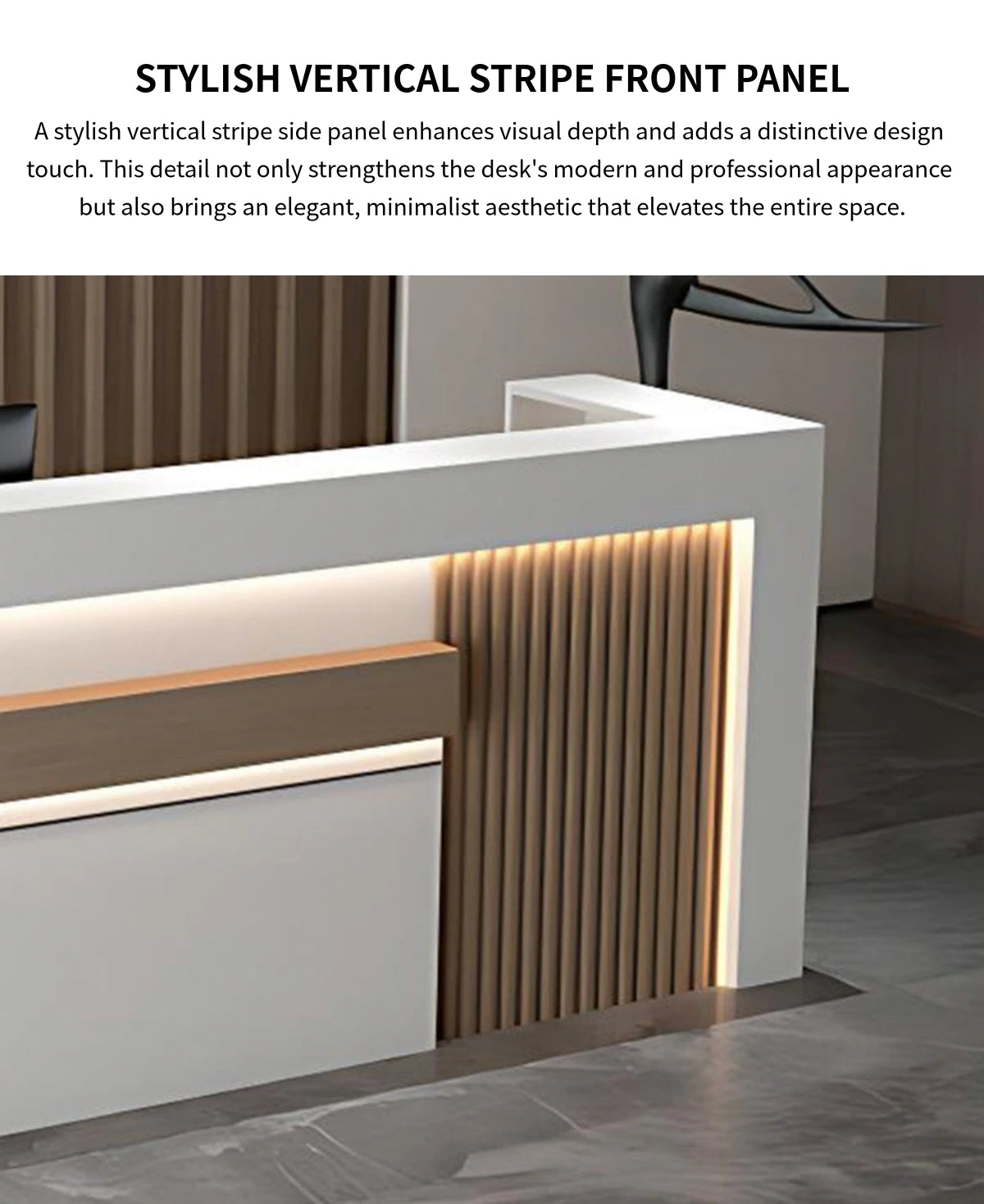 Salon Reception Desk 63-134 in Wide with LED Lighting & Transaction Counter for Salon — Detail image 5